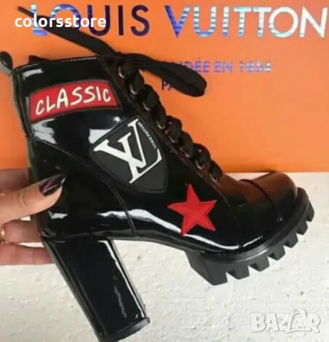 Боти на ток - черен лак - 1319