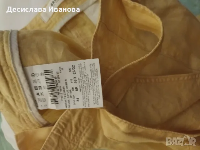 Дамски жълт ленен панталон С, снимка 5 - Панталони - 55969390