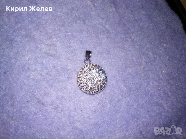 ИЗИСКАН СРЕБЪРЕН МЕДАЛЬОН СРЕБРО 925 с БЯЛ ЕМАЙЛ и КРИСТАЛЧЕТА 36407, снимка 5 - Колиета, медальони, синджири - 39547791