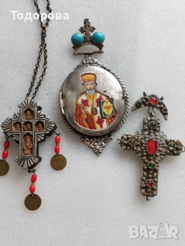 Сребърна панагия и два кръста/може да изпратите вашите оферти/, снимка 8 - Антикварни и старинни предмети - 52040907