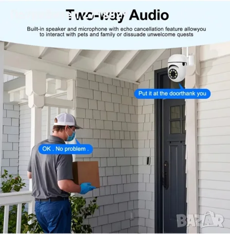 2 броя WiFi Камери за Наблюдение,Камери за видеонаблюдение. 1080P HD, Външни, Зум, Видео Сигурност, снимка 5 - HD камери - 56006876