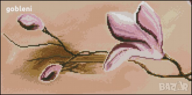гоблен-триптих "Кафяво и розово" Д45 - размери 88*46 см.; 22цвята; шев 1:4; 92 лв., снимка 2 - Гоблени - 31546780