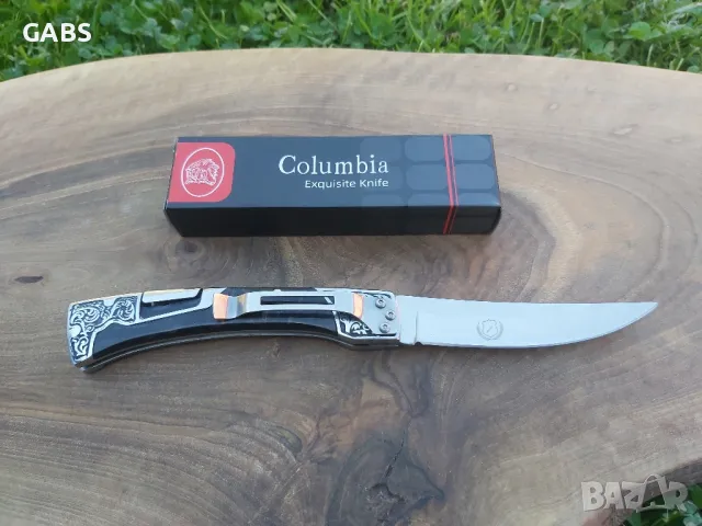 Сгъваем джобен нож Columbia с гравирана дръжка В3165, снимка 2 - Ножове - 50094994