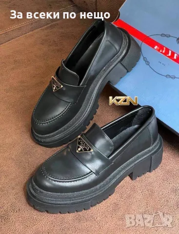 Prada Дамски Обувки С Дебела Подметка И Триъгълно Метално Лого 🥿 Дамски Мокасини Прада Код SEM-1078