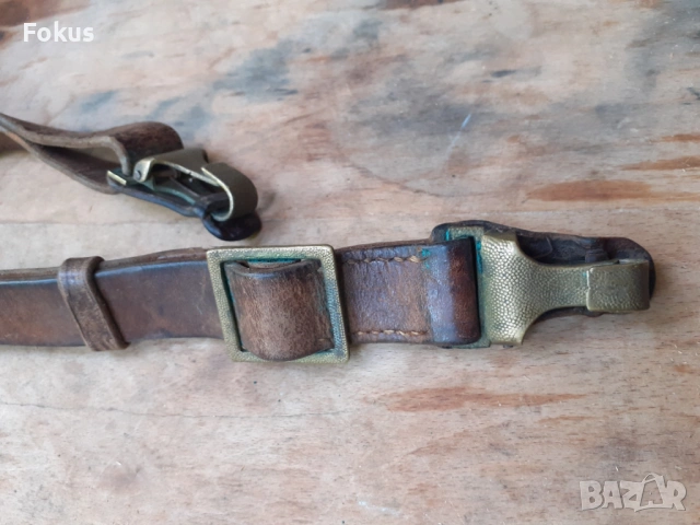 Стар кожен портупей ремък колан, снимка 2 - Антикварни и старинни предмети - 54346658