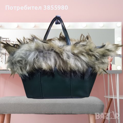 Елегантна дамска чанта с п у х 24x35 см - 3 цвята, снимка 1 - Чанти - 44418587