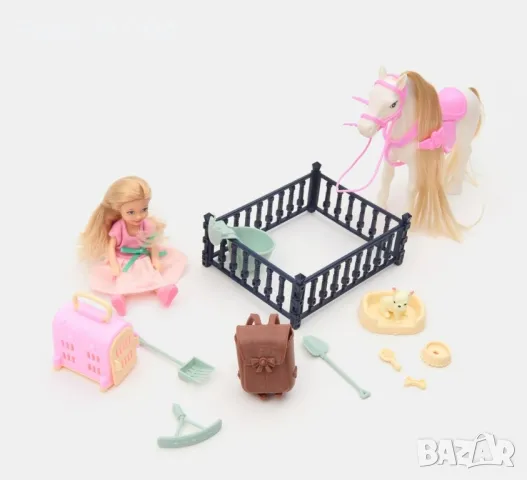 Кукла Барби с кон, куче и аксесоари 