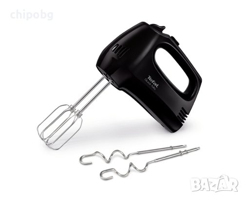 Миксер, Tefal HT310838, Hand Mixer, 300W, 5 Speeds + turbo,  2 Beaters, 2 Dough hooks, black, снимка 5 - Миксери - 38424971