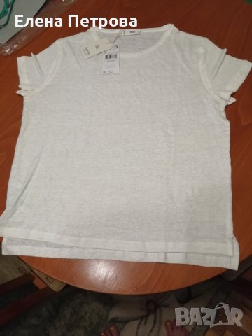 Нова бяла 100% ленена блузка Манго размер М, снимка 2 - Тениски - 37014074