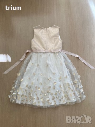 Празнична нова рокля Monsoon с 3d цветя, цвят слонова кост, 164-170см., 14-15г., снимка 4 - Детски рокли и поли - 37376963
