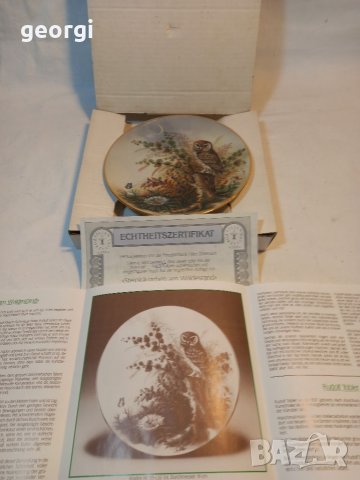 Декоративна порцеланова чиния сова   30/1, снимка 2 - Колекции - 38268532