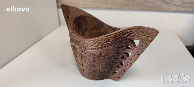 Дървена резбована чаша за пиене, снимка 6 - Антикварни и старинни предмети - 44651350