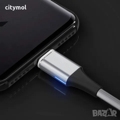 Магнитен кабел за зареждане, найлонова оплетка, USB към Type C и Micro USB, снимка 3 - Кабели и адаптери - 49307156