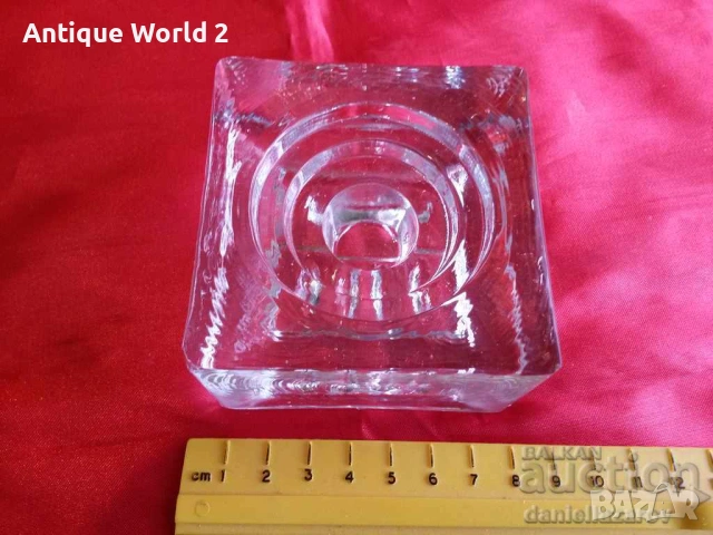 Красив Двустранен Свещник Кристално Стъкло, снимка 4 - Антикварни и старинни предмети - 54350494