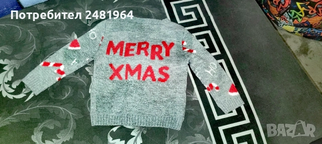 Детски Коледен пуловер 80-86см, снимка 2 - Бебешки блузки - 52818197