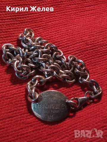 TIFFANY & Co. РАЗКОШНО БУТИКОВО СРЕБЪРНО КОЛИЕ ЧОКЪР ЛАНЕЦ СРЕБРО 925 ТИФАНИ с БЯЛА ПОЗЛАТА 48566, снимка 8 - Колиета, медальони, синджири - 48477005