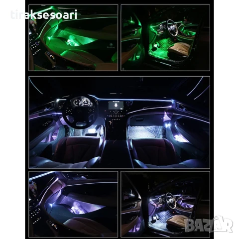 Интериорно LED амбиентно осветление за автомобил с дистанционно и приложение, модел 28955, RGB, 8 м, снимка 11 - Аксесоари и консумативи - 50898748