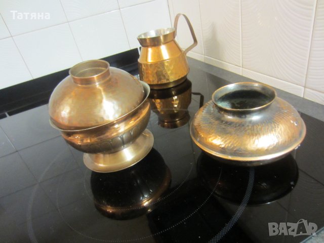 МЕДНИ  СЕРВИЗИ   ЗА КАФЕ С ПОДНОС ;ЧАШИ  ;ДЖЕЗВЕ;ПЕПЕЛНИК; КАНА;КУПА;, снимка 12 - Декорация за дома - 31776571