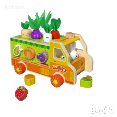 Дървен монтесори сортер,камионче, снимка 2 - Образователни игри - 52742630