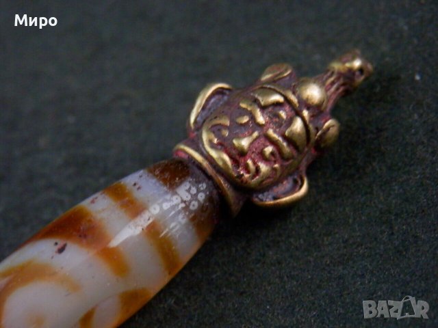 ''ДВЕ ОЧИ" ЕСТЕСТВЕН АХАТ ТИБЕТ НЕПАЛ МЕДАЛЬОН ТАЛИСМАН АМУЛЕТ, снимка 7 - Колиета, медальони, синджири - 42026130