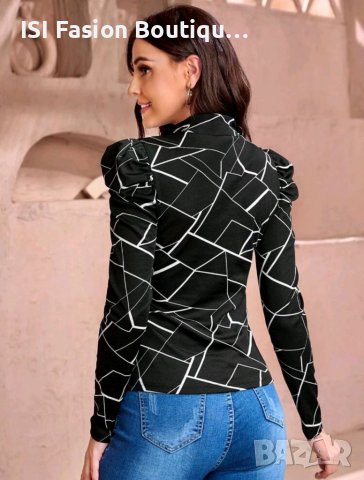 Ефектна дамска блуза с Гео принт, снимка 5 - Блузи с дълъг ръкав и пуловери - 38520932