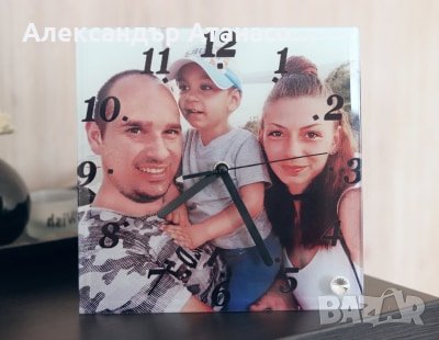 Стъклен часовник с печат на ВАША СНИМКА , снимка 1