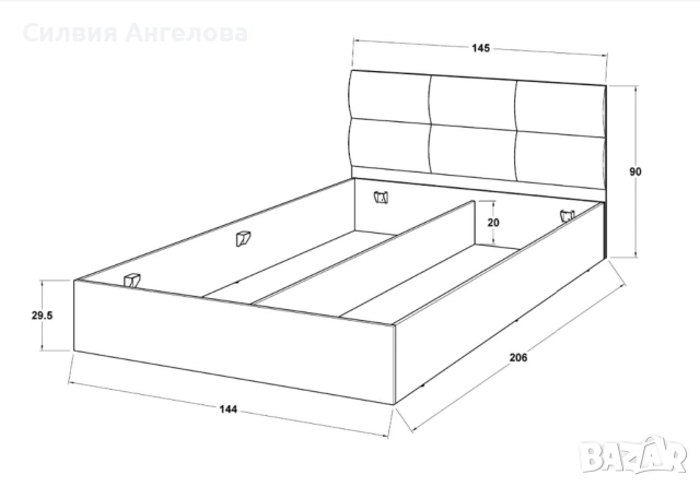 Спалня- с бяла кожа и бял гланц -140/200 с нов матрак TED silver care + подарък топ матрак, снимка 2 - Спални и легла - 54170107