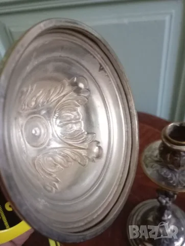 Чифт посребрени свещници арт деко, снимка 5 - Антикварни и старинни предмети - 28744111