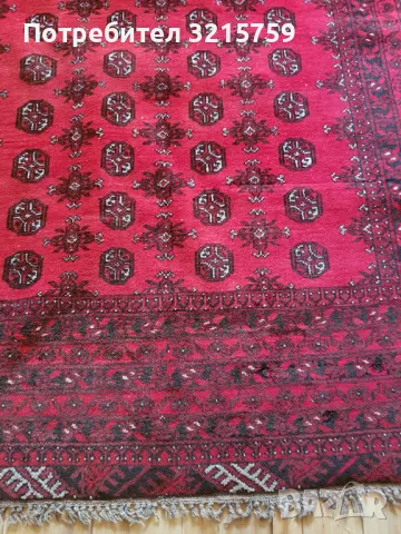 19С Рядък антикварен голям вълнен килим Бухара, 280х200см., снимка 2 - Антикварни и старинни предмети - 47812584