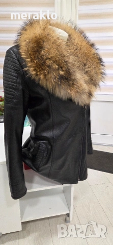 дамско яке, естествена кожа и яка от лисица , снимка 5 - Якета - 53339502