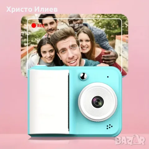 Фотоапарат Моментална детска камера 1080P, Фотопринтер с много функции Син Розов Бял, снимка 3 - Друга електроника - 49805664