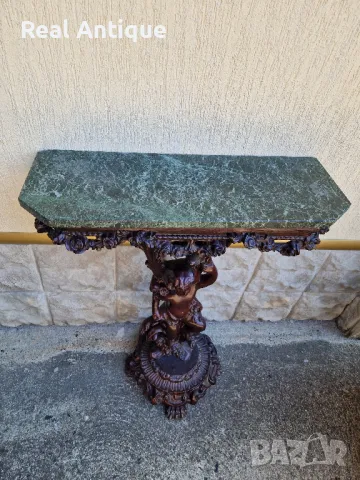 Прекрасна антикварна конзола масив мрамор- Рококо , снимка 7 - Антикварни и старинни предмети - 47261023