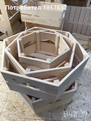 Дървена декоративна Щайга/Хексагон/шестоъгълник, снимка 13 - Оборудване за магазин - 48923019