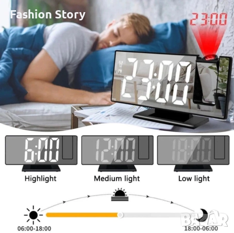 Настолен LED часовник със светещ проектор на тавана, снимка 2 - Други - 51794975