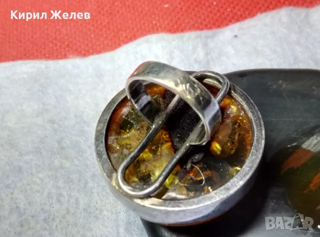 ВЕЛИКОЛЕПЕН СРЕБЪРЕН ПРЪСТЕН СРЕБРО ВИСОКА ПРОБА с ОГРОМЕН БАЛТИЙСКИ 100% НАТУРАЛЕН КЕХЛИБАР 42000, снимка 15 - Пръстени - 49913259