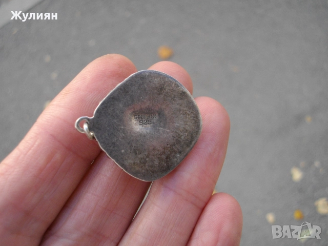 СТАРА СРЕБЪРЕНА ВИСУЛКА С ТЮРКОАЗ , снимка 8 - Антикварни и старинни предмети - 51787542