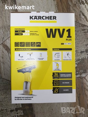 Уред за почистване на прозорци Karcher WV 1 Plus - акумулаторна стъклочистачка , снимка 2 - Други стоки за дома - 42693327