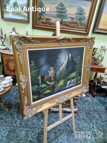 Прекрасна много красива антикварна белгийска картина масло върху платно , снимка 7 - Картини - 44253844