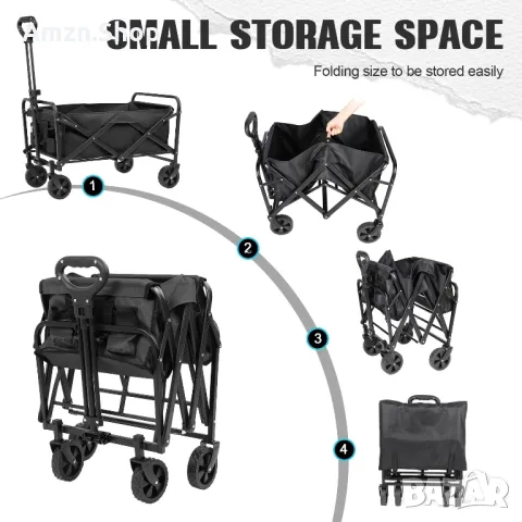 Сгъваема транспортна количка , помощна количка за багаж , плаж , къмпинг, пазаруване, снимка 5 - Други - 49731666