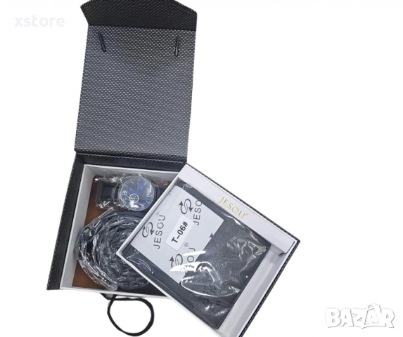 Стилен мъжки подаръчен комплект часовник,колан и портфейл, снимка 2 - Други - 52793299