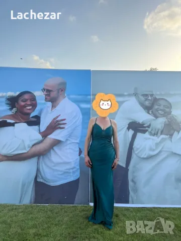 Дълга рокля от сатен, обувки и чанта , снимка 9 - Рокли - 50024588