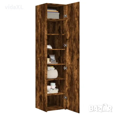 vidaXL Висок шкаф, опушен дъб, 40x42,5x185 см, инженерно дърво, снимка 7 - Бюфети - 56146871