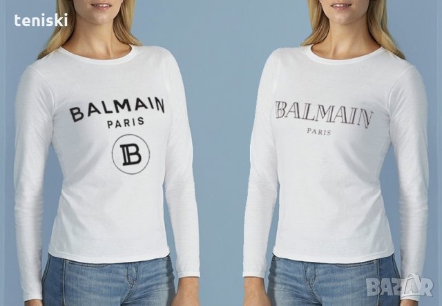  Дамска блуза тениска BALMAIN Paris принт Модели,ветове и размери 