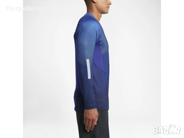 НОВА синя фланела блуза горнище екип NIKE PRO HYPERWARM размер L САЩ, снимка 3 - Спортни дрехи, екипи - 52919882