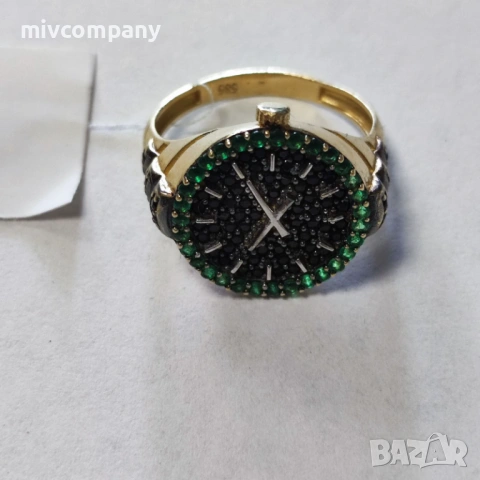 Златен пръстен (часовник) 3.56гр., снимка 2 - Пръстени - 54125673