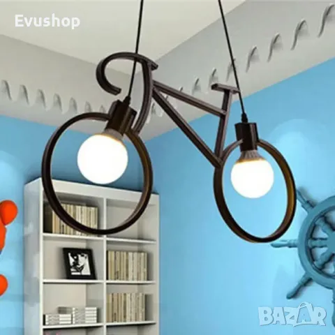 Полилей Bicycle, Черен Метал, 60 см, снимка 3 - Лампи за таван - 50177002