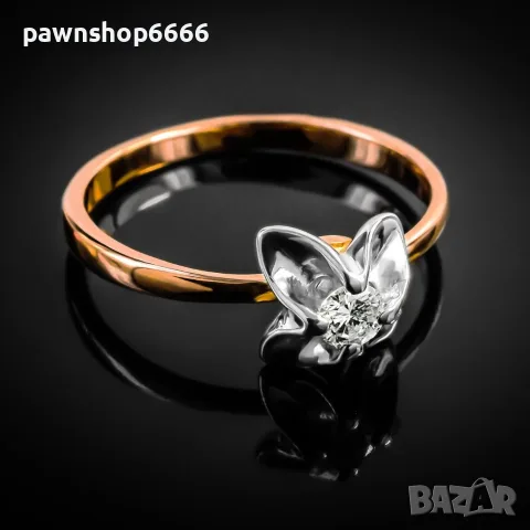 Златен пръстен 14К 585 с естествен диамант 0.12 ct G/SI2 – 2.15 г