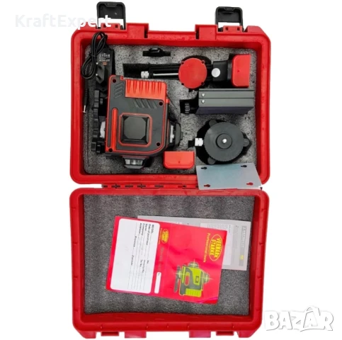 Лазерен нивелир 4D с 16 линии – Самонивелиращ се, зелен лазер, пълен комплект, снимка 3 - Измервателни инструменти - 50488454