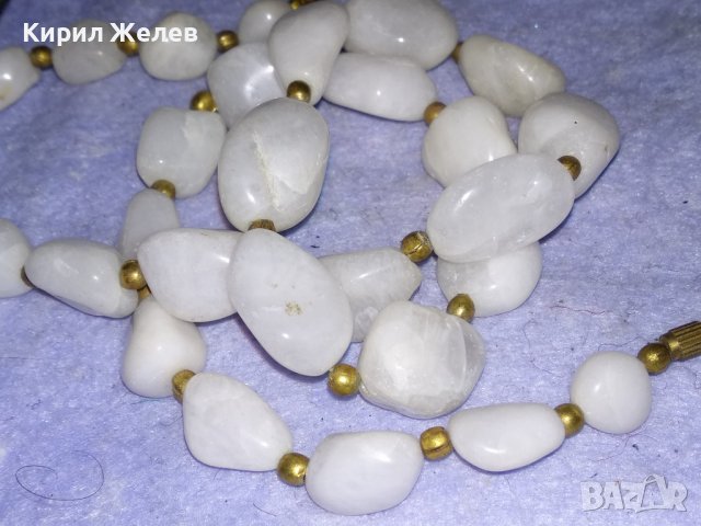 ДРАГОЦЕННА СТАРИНЕН СТИЛ ОГЪРЛИЦА КОЛИЕ НАТУРАЛЕН МЛЕЧЕН КВАРЦ и БРОНЗ 34666, снимка 9 - Колиета, медальони, синджири - 39202107