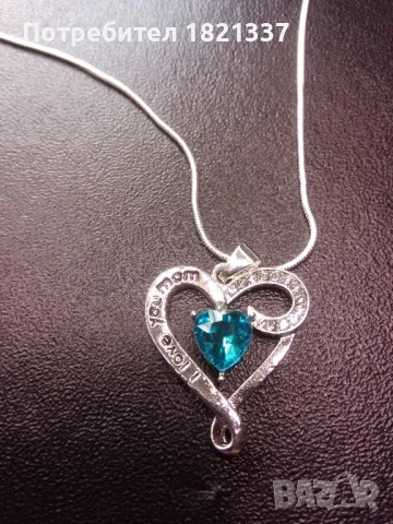 Сребърно колие с кристали , снимка 4 - Колиета, медальони, синджири - 48261172